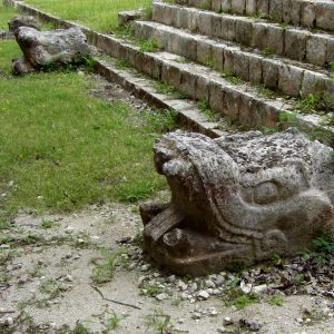 Snake heads in Chichen Itza