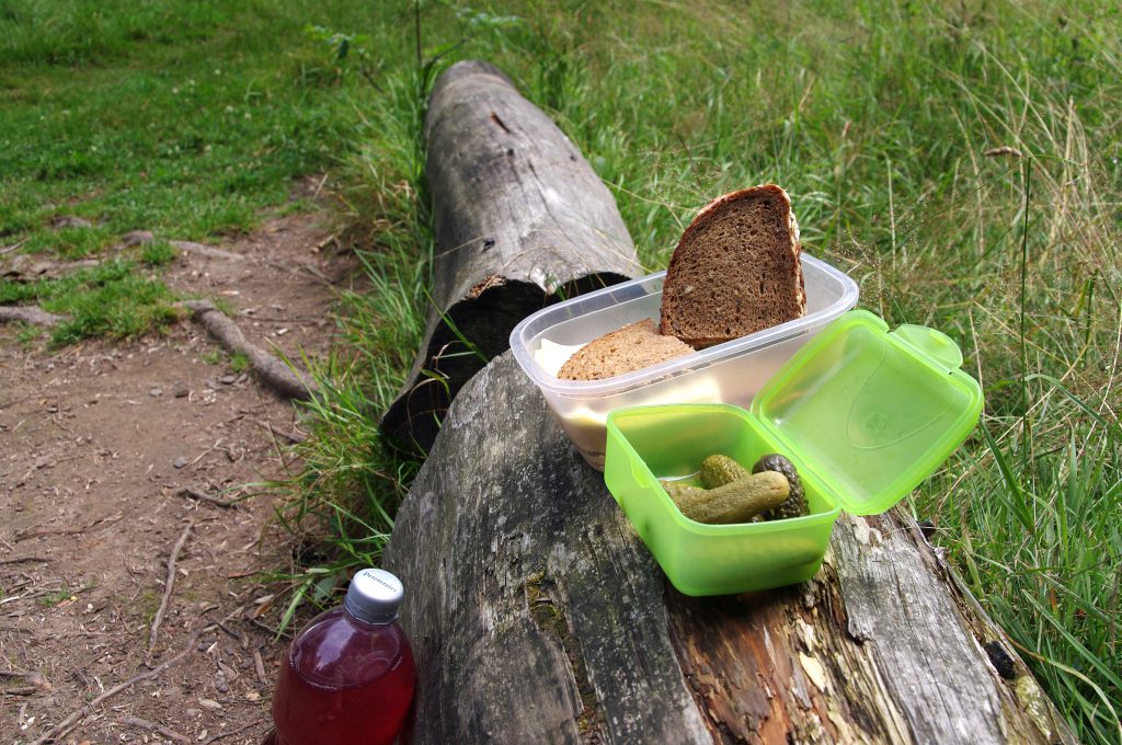 Wurst- und Käsebrot mit sauren Gurken - und Himbeerlimo (selber gemixt)